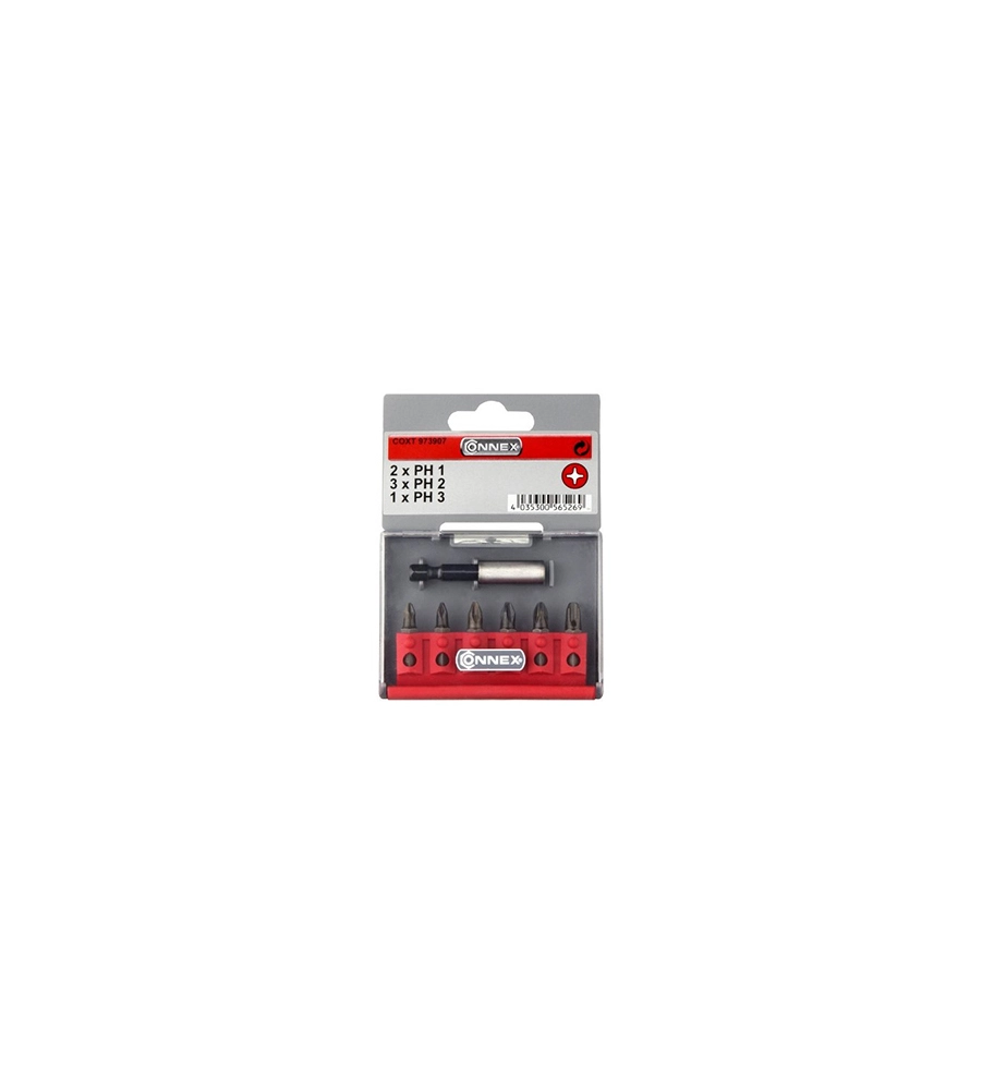 SET 6 INSERTI A CROCE PHILIPS CONNEX "MAX-POWER" PER AVVITATORE CON SUPPORTO MAGNETICO