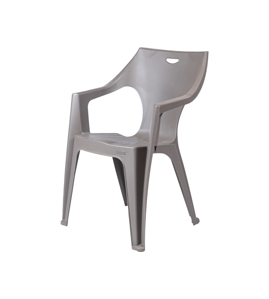 SEDIA DA ESTERNO CON SCHIENALE MEDIO "KRETA" IN POLIPROPILENE TAUPE 56X55X80 CM