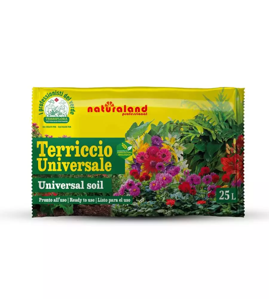 TERRICCIO UNIVERSALE MULTIUSO PER PIANTE VERDI E FIORITE EUROTERRIFLORA 25 LITRI