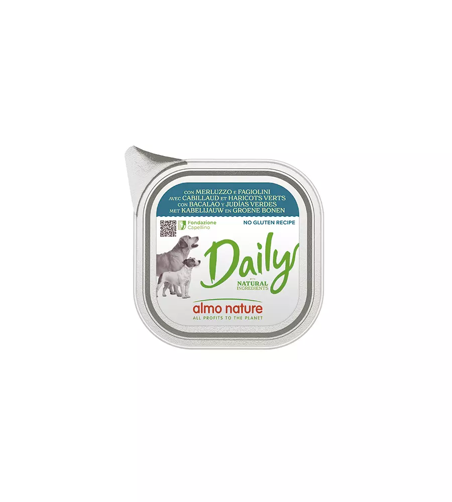 ALIMENTO UMIDO PER CANI ALMO NATURE "DAILY" CON MERLUZZO E FAGIOLINI 100 GR