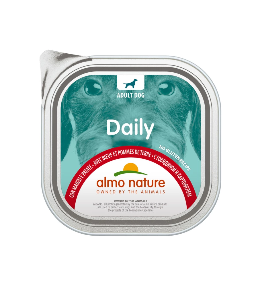 VASCHETTA DA 300 GR. CON MANZO E PATATE, ALIMENTO UMIDO PER CANI.
