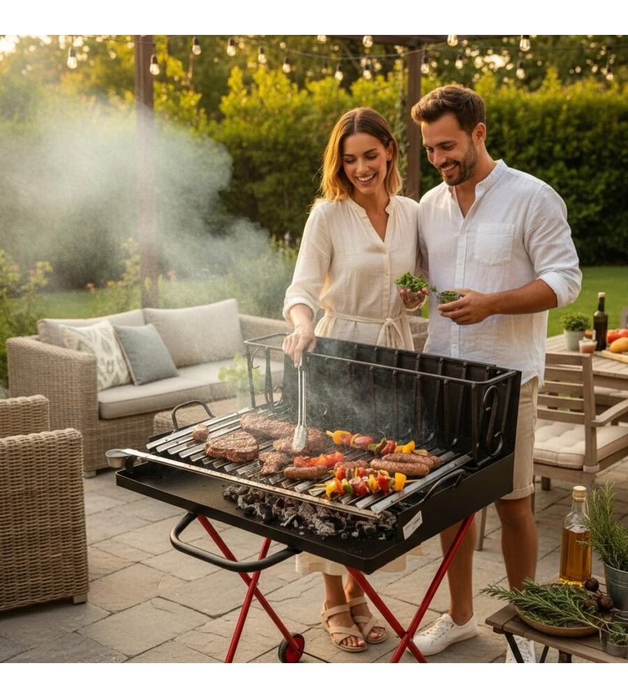 BARBECUE A LEGNA PIEGHEVOLE ARNOLD CON GRIGLIA 97X50 CM