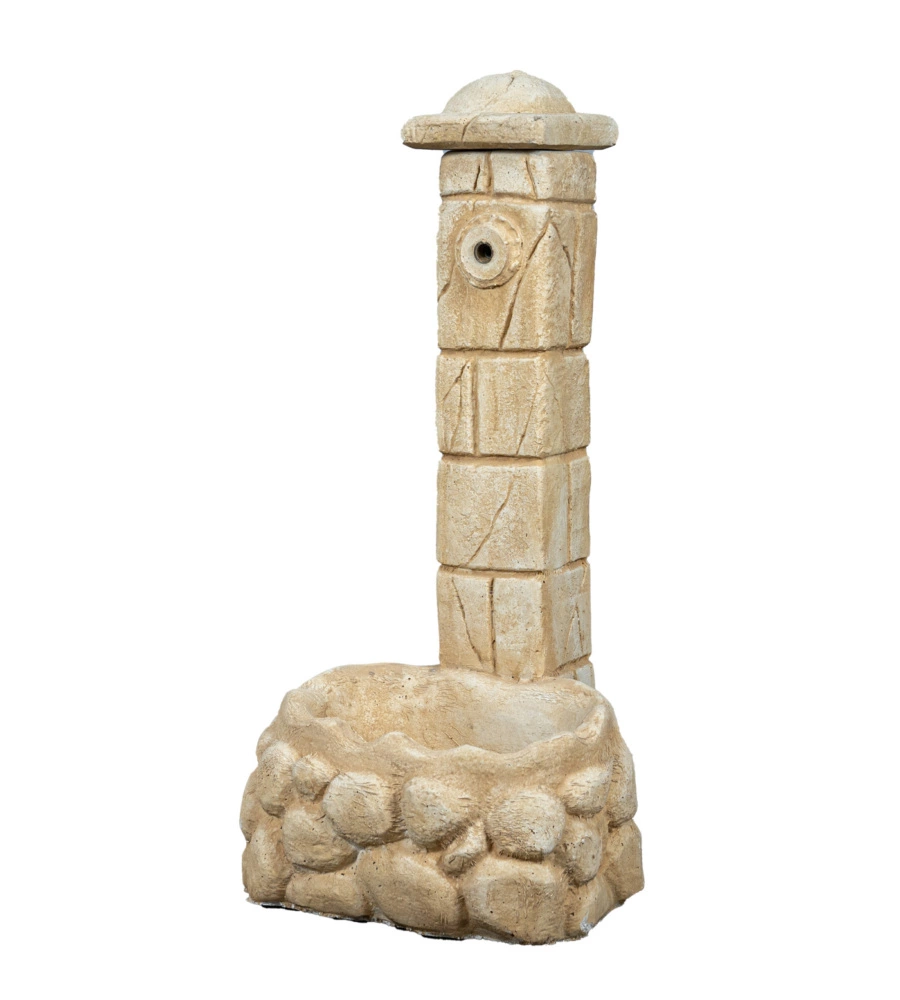 FONTANA DA GIARDINO VEDOVELLA "SAVONA" ANTICATA COLOR NOCCIOLA, 47x47x92 CM - KAM