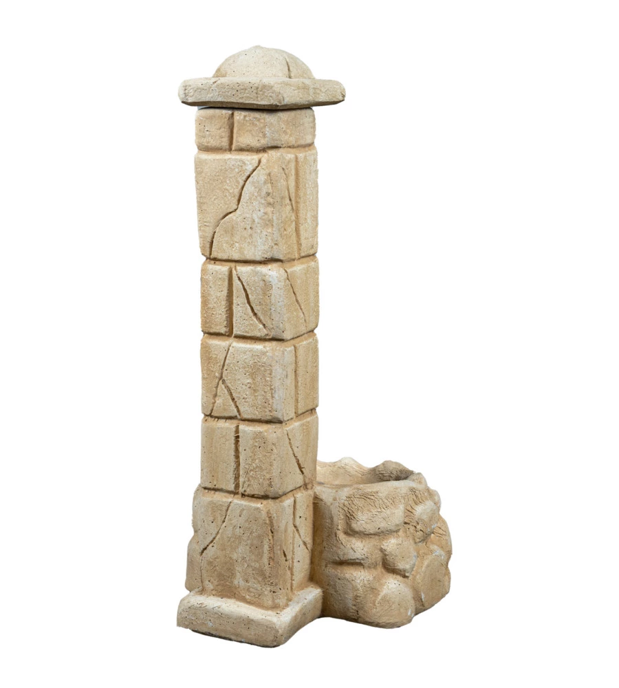 FONTANA DA GIARDINO VEDOVELLA "SAVONA" ANTICATA COLOR NOCCIOLA, 47x47x92 CM - KAM