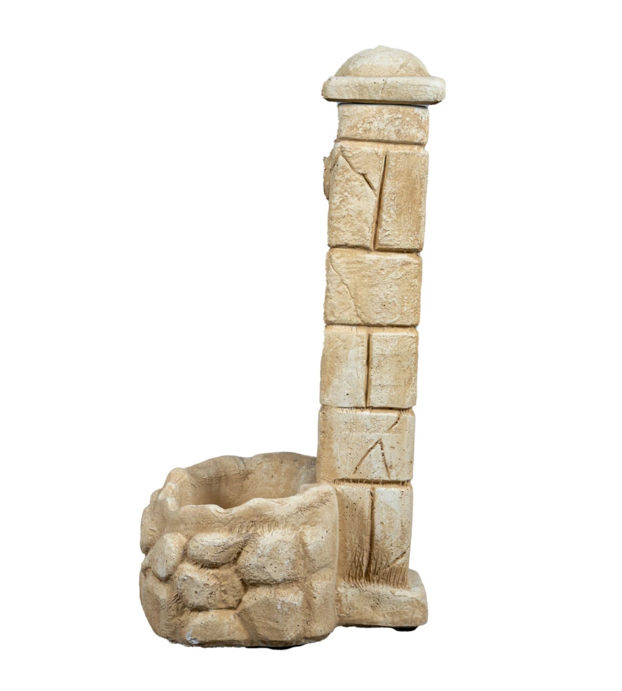 FONTANA DA GIARDINO VEDOVELLA "SAVONA" ANTICATA COLOR NOCCIOLA, 47x47x92 CM - KAM