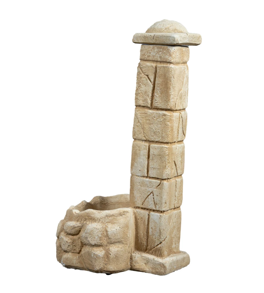 FONTANA DA GIARDINO VEDOVELLA "SAVONA" ANTICATA COLOR NOCCIOLA, 47x47x92 CM - KAM