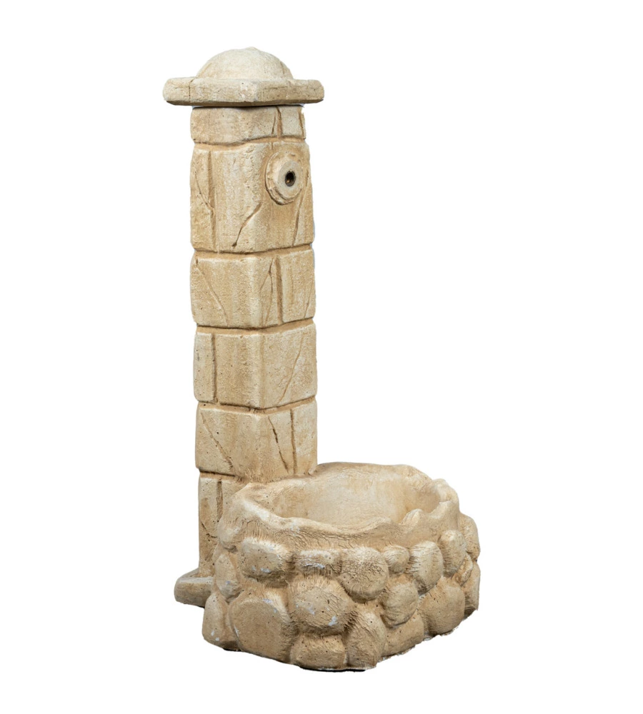 FONTANA DA GIARDINO VEDOVELLA "SAVONA" ANTICATA COLOR NOCCIOLA, 47x47x92 CM - KAM
