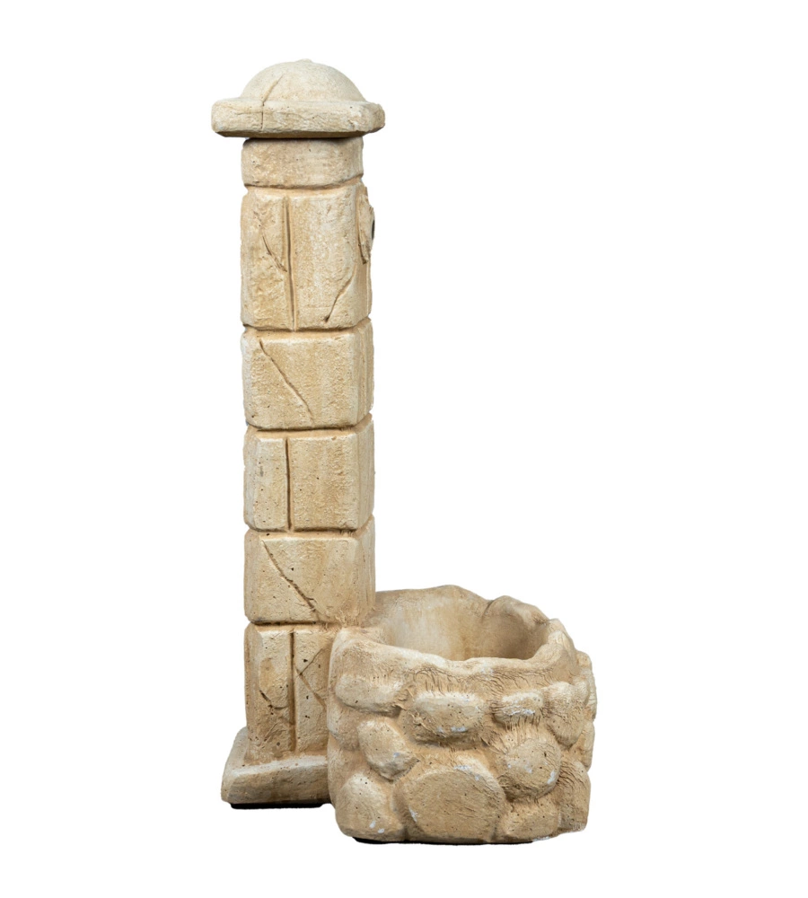 FONTANA DA GIARDINO VEDOVELLA "SAVONA" ANTICATA COLOR NOCCIOLA, 47x47x92 CM - KAM