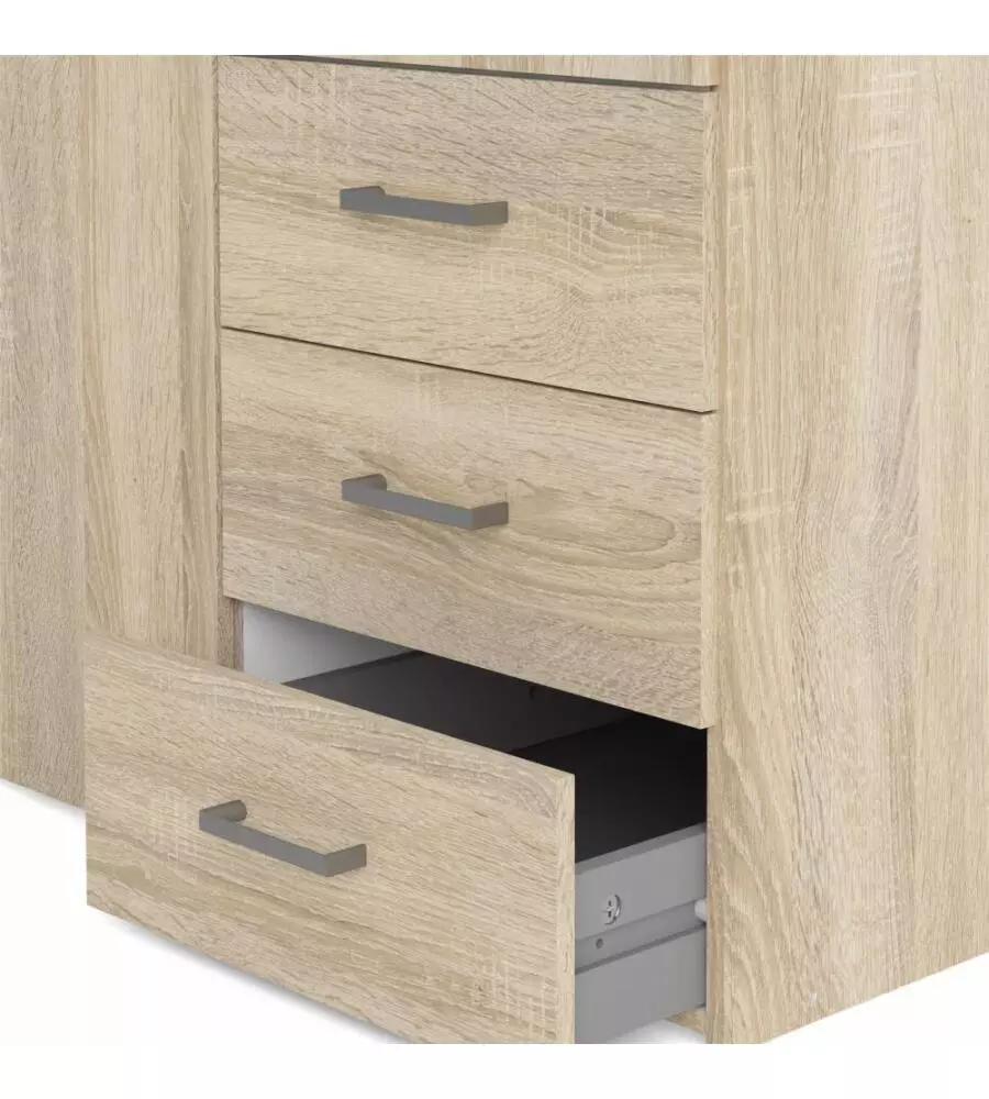 ARMADIO "SPACE" CON 3 ANTE E 3 CASSETTI EFFETTO QUERCIA, 115,8X49,50X200,40H CM