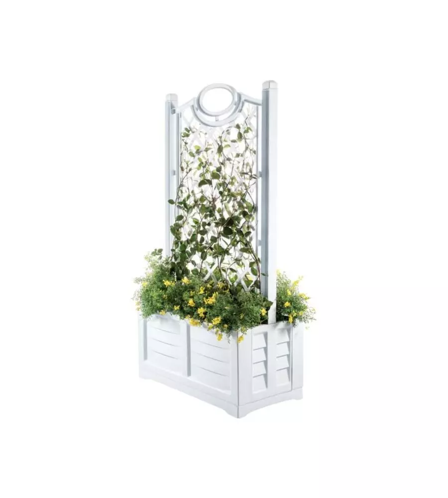 FIORIERA DA ESTERNO SEPARE' CON SPALLIERA COLORE BIANCO, 80X42,5X150 CM - BAMA