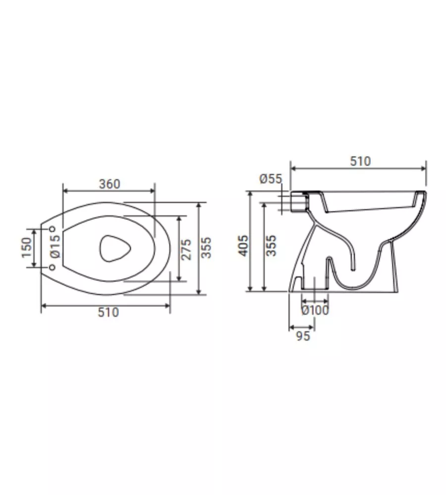 VASO WC A TERRA IN CERAMICA "SERIE IDRO" BIANCO