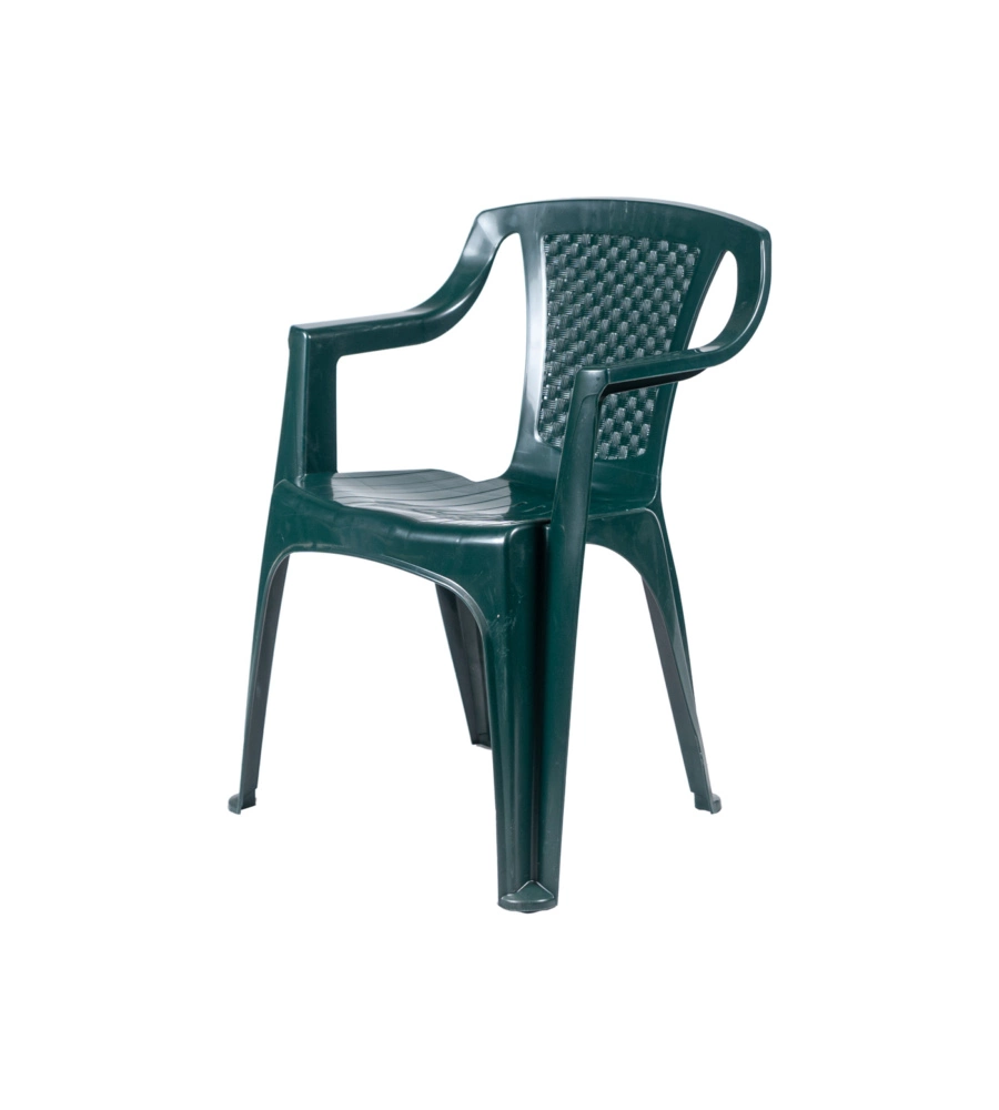 SEDIA DA ESTERNO CON SCHIENALE BASSO "LUNA" IN POLIPROPILENE VERDE 56X52X77 CM
