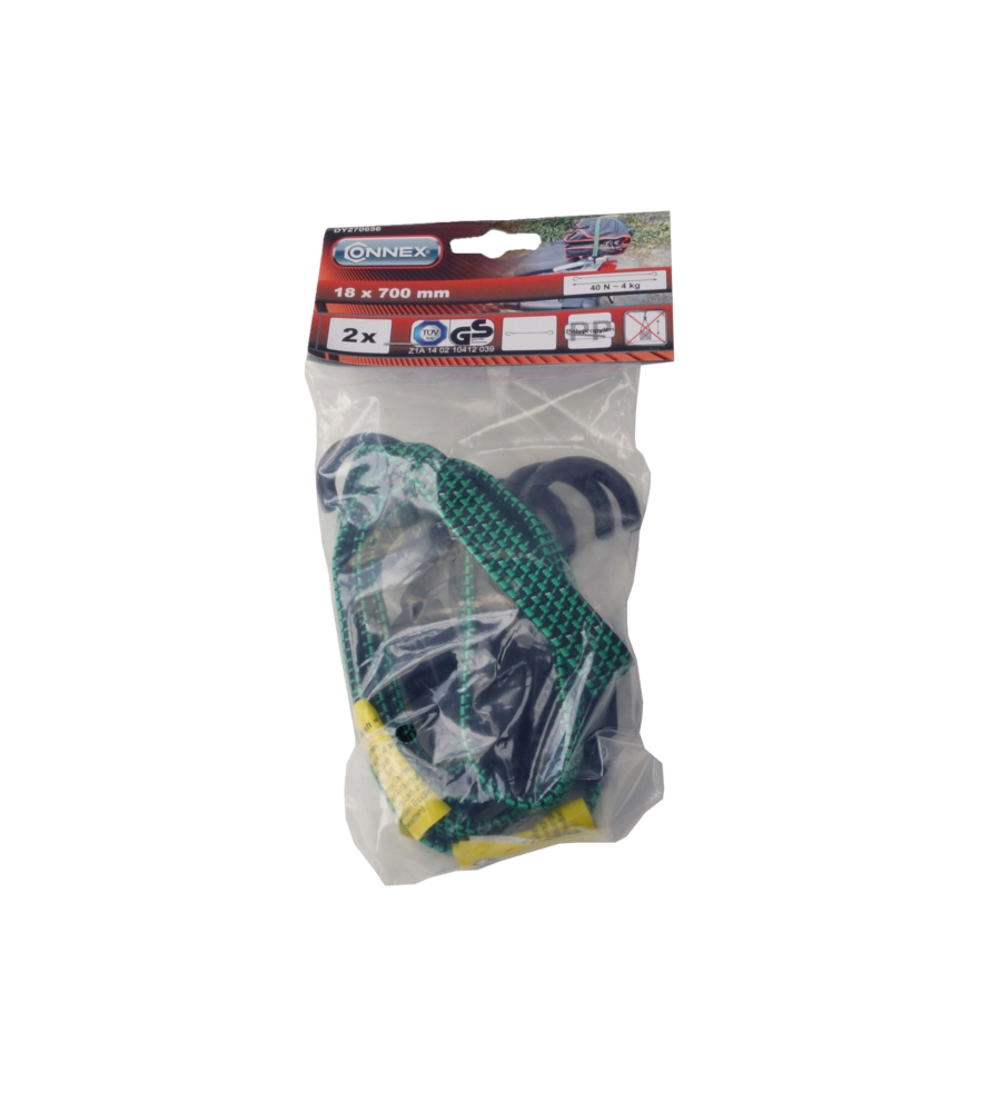 CAVO ELASTICO PIATTO Ø 20 X 700 MM. CON GANCI ACCIAIO PLASTIFICATO 2 PZ.