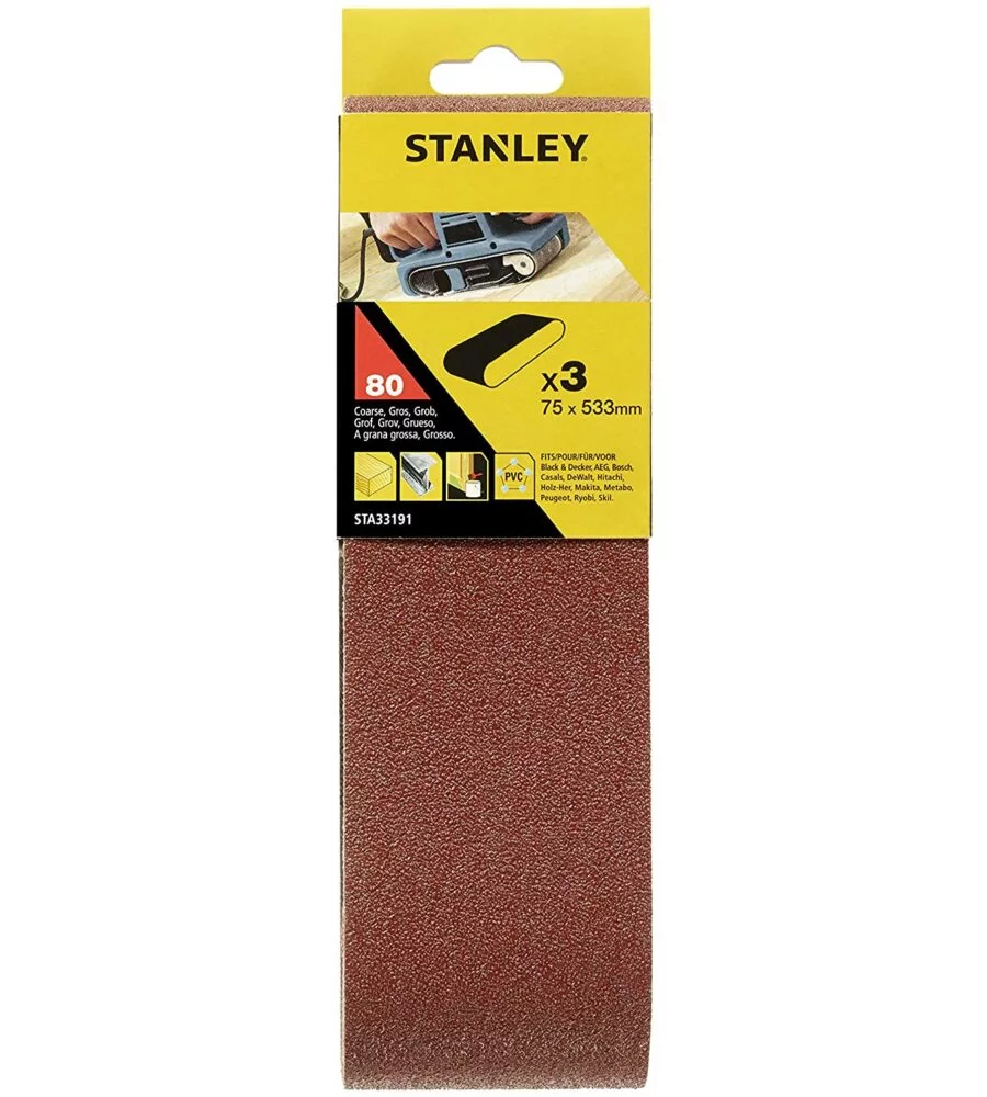 3 NATRI ABRASIVI DI RICAMBIO PER LEVIGATRICE A NASTRO 75 x 533 MM GRANA 80