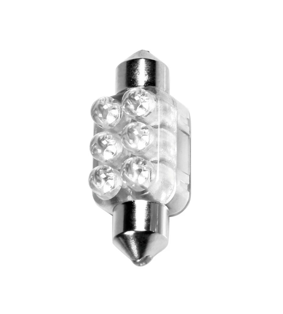 LAMPADA SILURO 6 LED 12V - 13X35 MM - SV8,5-8 - 1 PZ  - SCATOLA - BIANCO  58429