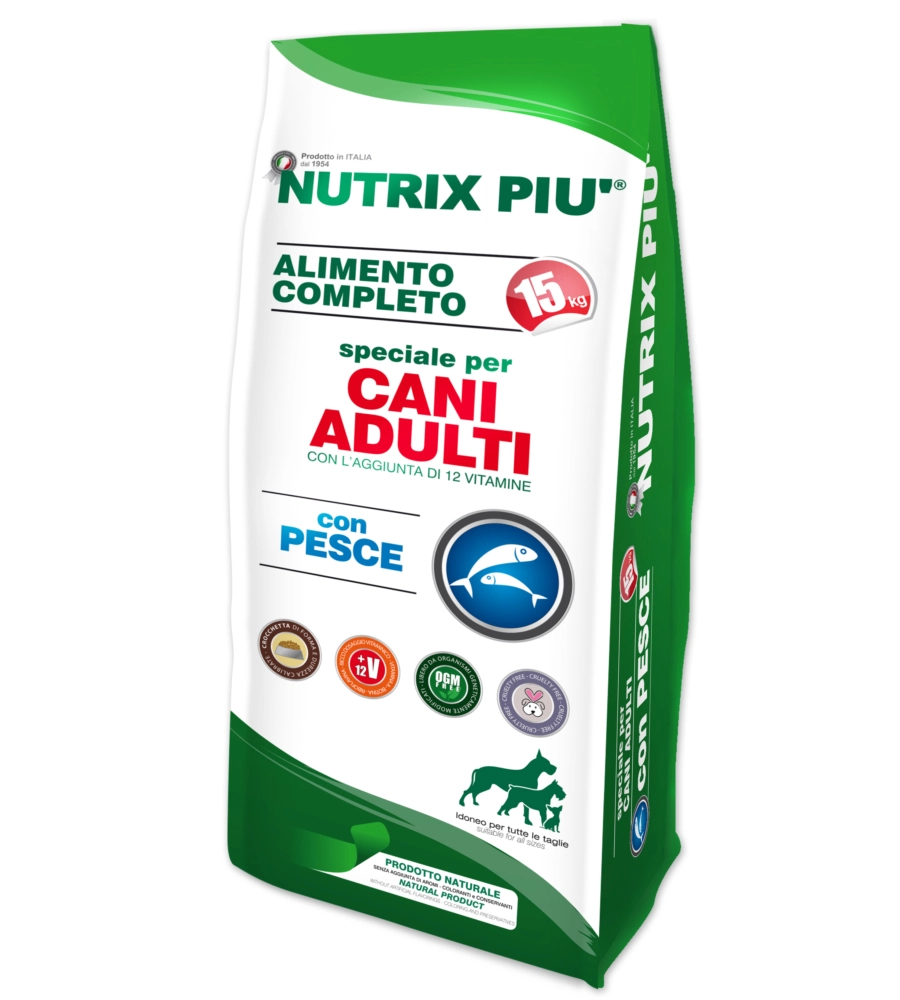 CROCCHETTE PER CANI NUTRIX PIU' "SPECIALE" ADULTO DI TUTTE LE TAGLIE CON PESCE 15 KG