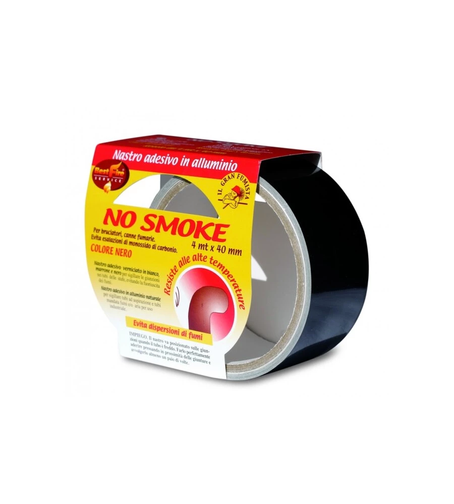 NASTRO ADESIVO BEST FIRE "NO SMOKE" IN ALLUMINIO COLORE NERO, 40 MM X 4 MT
