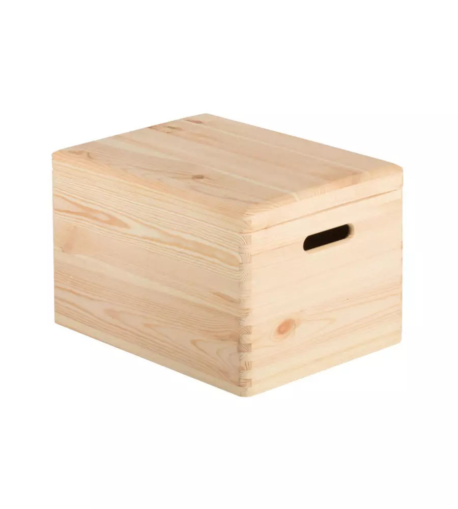 Cassettone in pino con coperchio 40x30x23 cm