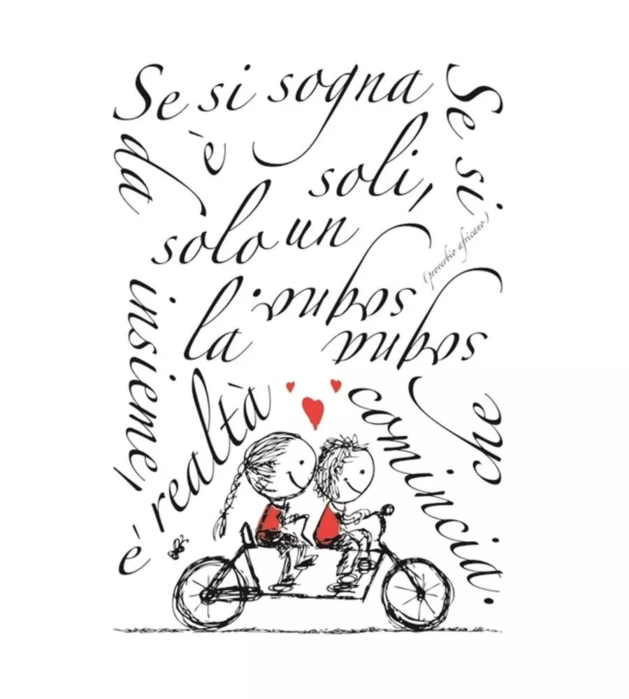 STICKERS MURALE AUTOADESIVA "TANDEM" - 47X70 CM - 1 FOGLIO.