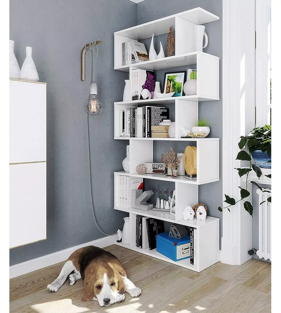 LIBRERIA 6 RIPIANI "ATHENA" BIANCO LUCIDO 80X25X192 CM