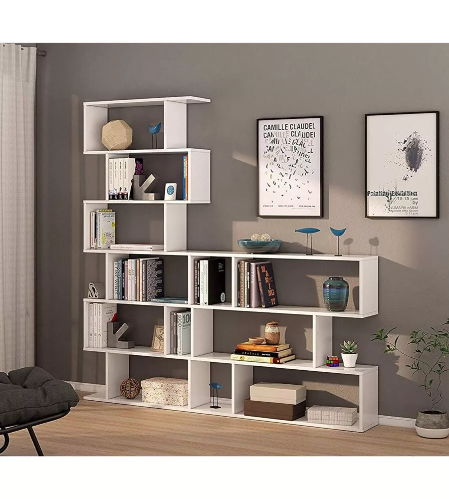 LIBRERIA 6 RIPIANI "ATHENA" BIANCO LUCIDO 80X25X192 CM