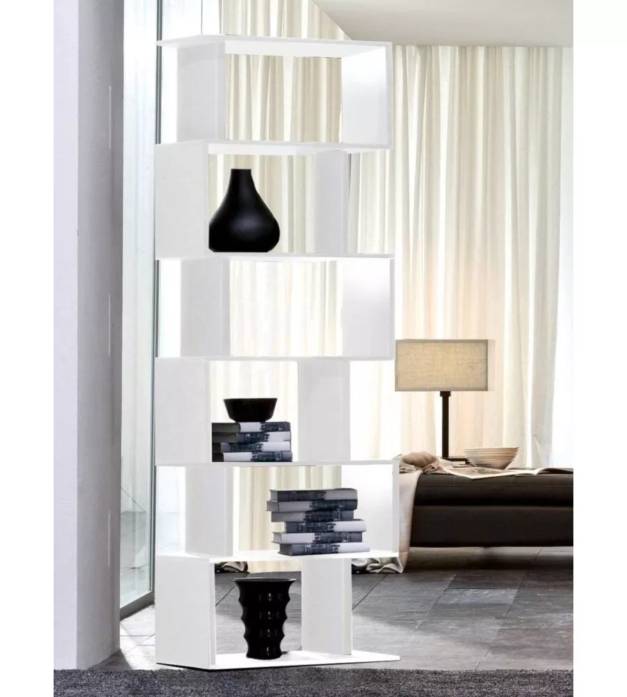 LIBRERIA 6 RIPIANI "ATHENA" BIANCO LUCIDO 80X25X192 CM