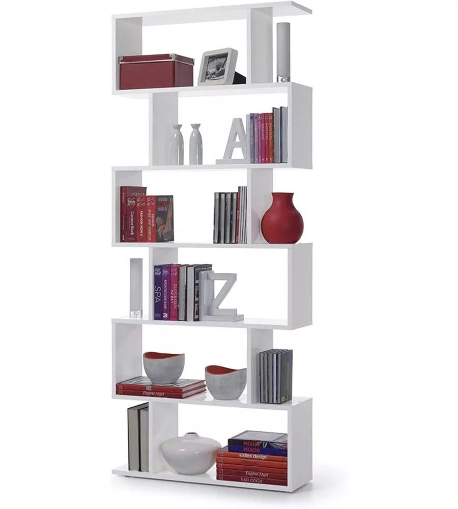 LIBRERIA 6 RIPIANI "ATHENA" BIANCO LUCIDO 80X25X192 CM