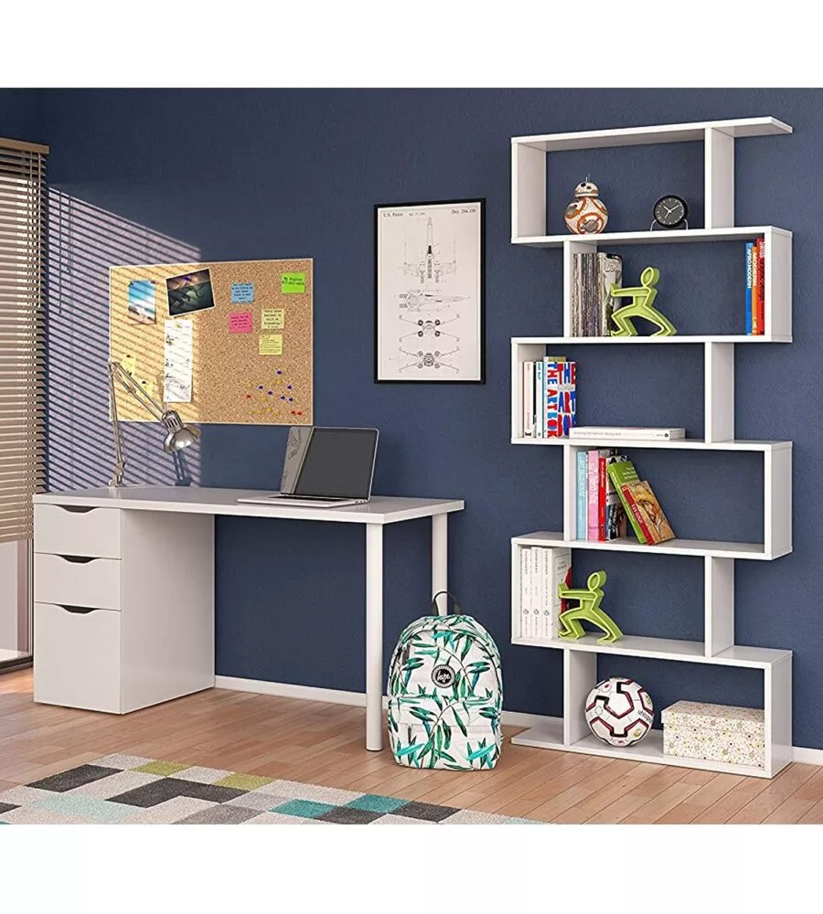 LIBRERIA 6 RIPIANI "ATHENA" BIANCO LUCIDO 80X25X192 CM