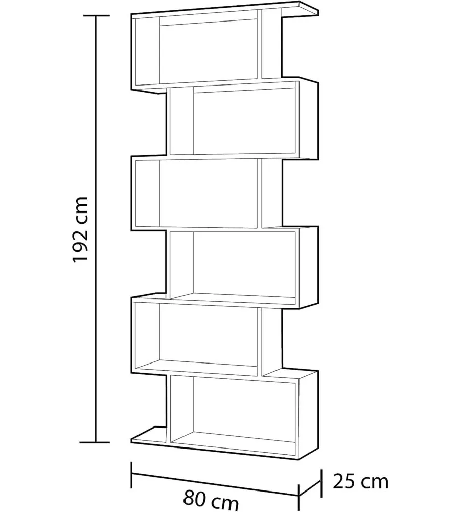 LIBRERIA 6 RIPIANI "ATHENA" BIANCO LUCIDO 80X25X192 CM