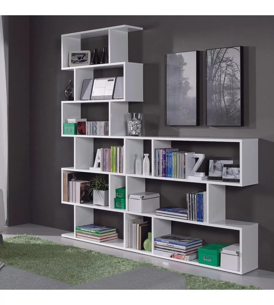 LIBRERIA "ATHENA" BIANCO LUCIDO, 110X25X97 CM