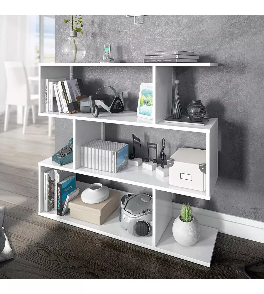 LIBRERIA "ATHENA" BIANCO LUCIDO, 110X25X97 CM