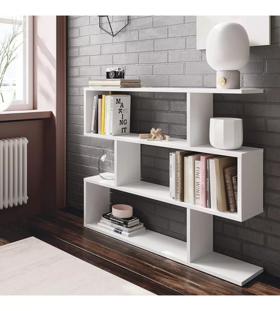 LIBRERIA "ATHENA" BIANCO LUCIDO, 110X25X97 CM