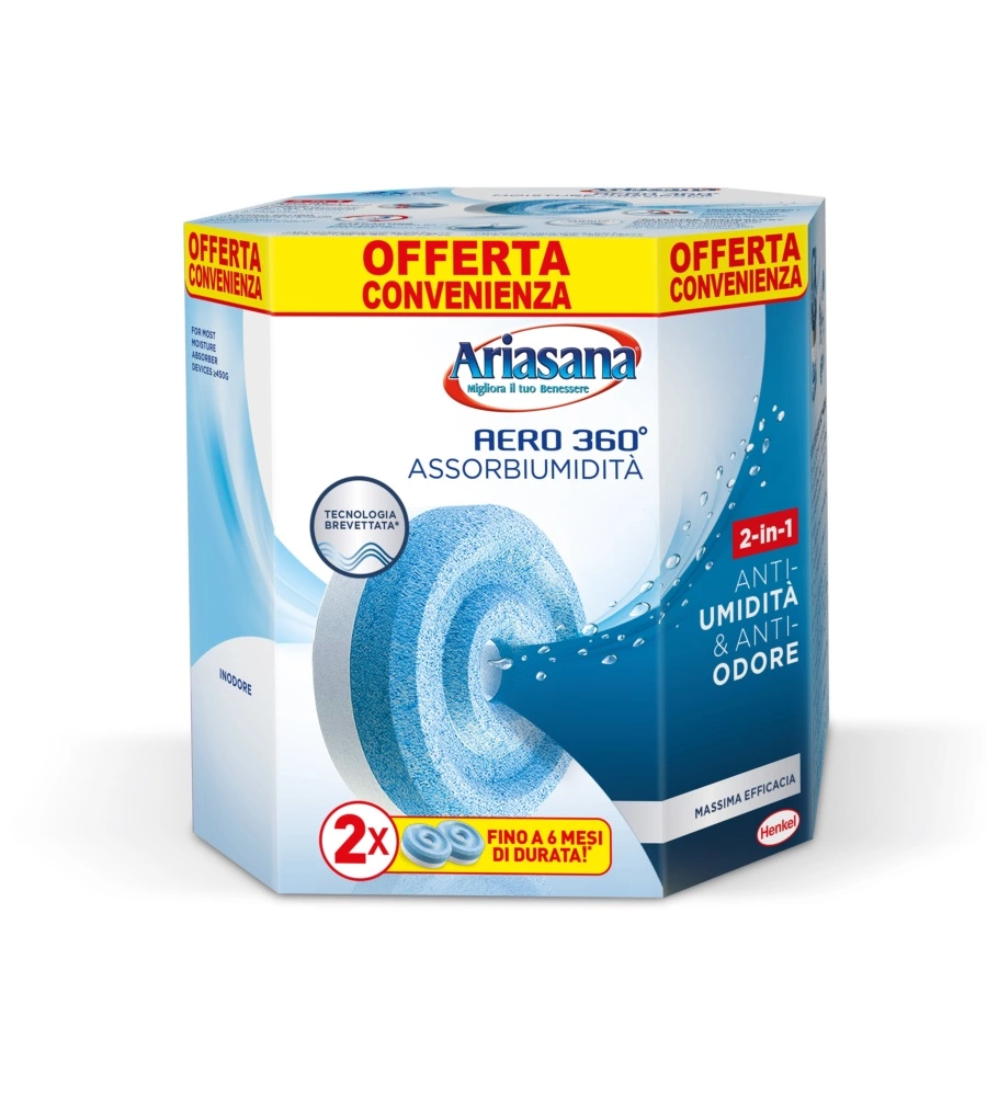 ARIASANA "AERO TAB" INODORE BIPACK 2 x 450 GRAMMI - HENKEL.