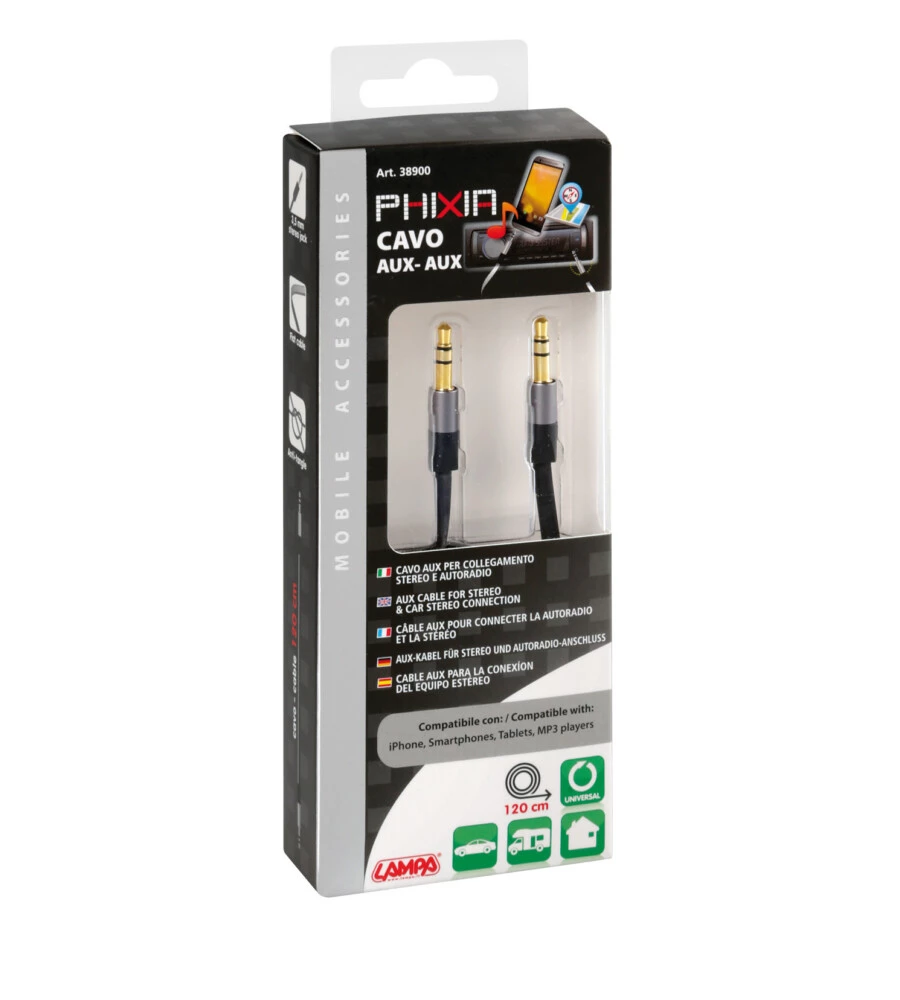CAVO AUTORADIO 120CM AUX AUX - NERO  38900