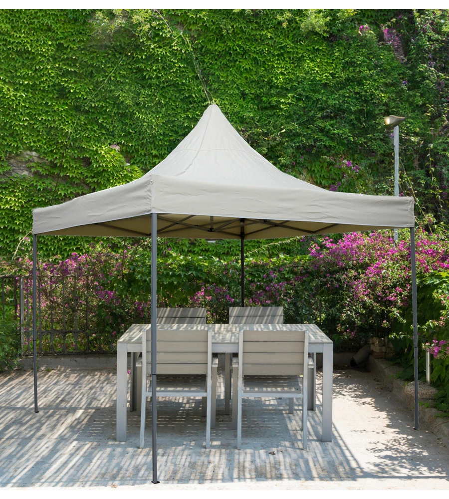 GAZEBO DA ESTERNO PIEGHEVOLE EUROGARDEN IN ALLUMINIO ECRÙ 3X3 M