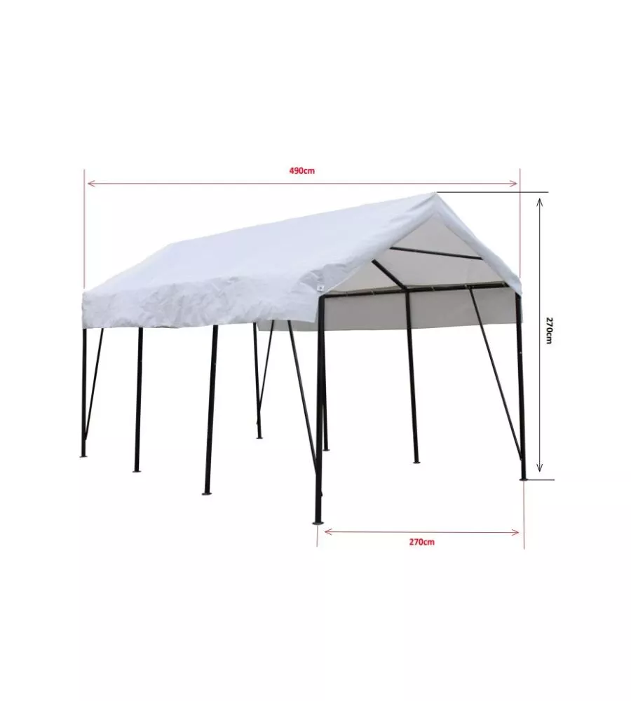 CARPORT AUTO IN ACCIAIO E TESSUTO EUROGARDEN "ERCOLE" 1 POSTO 2,7X4,9X2,7 M