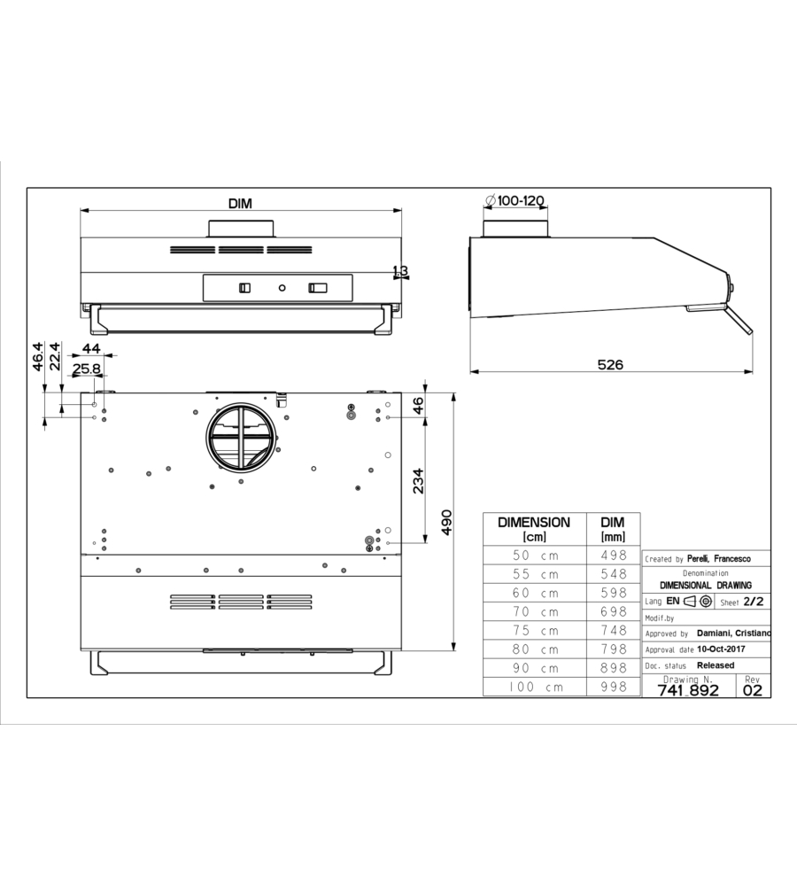 CAPPA DA INCASSO FABER "TCH04 SS16A 741" CON FINITURA INOX, 60 CM