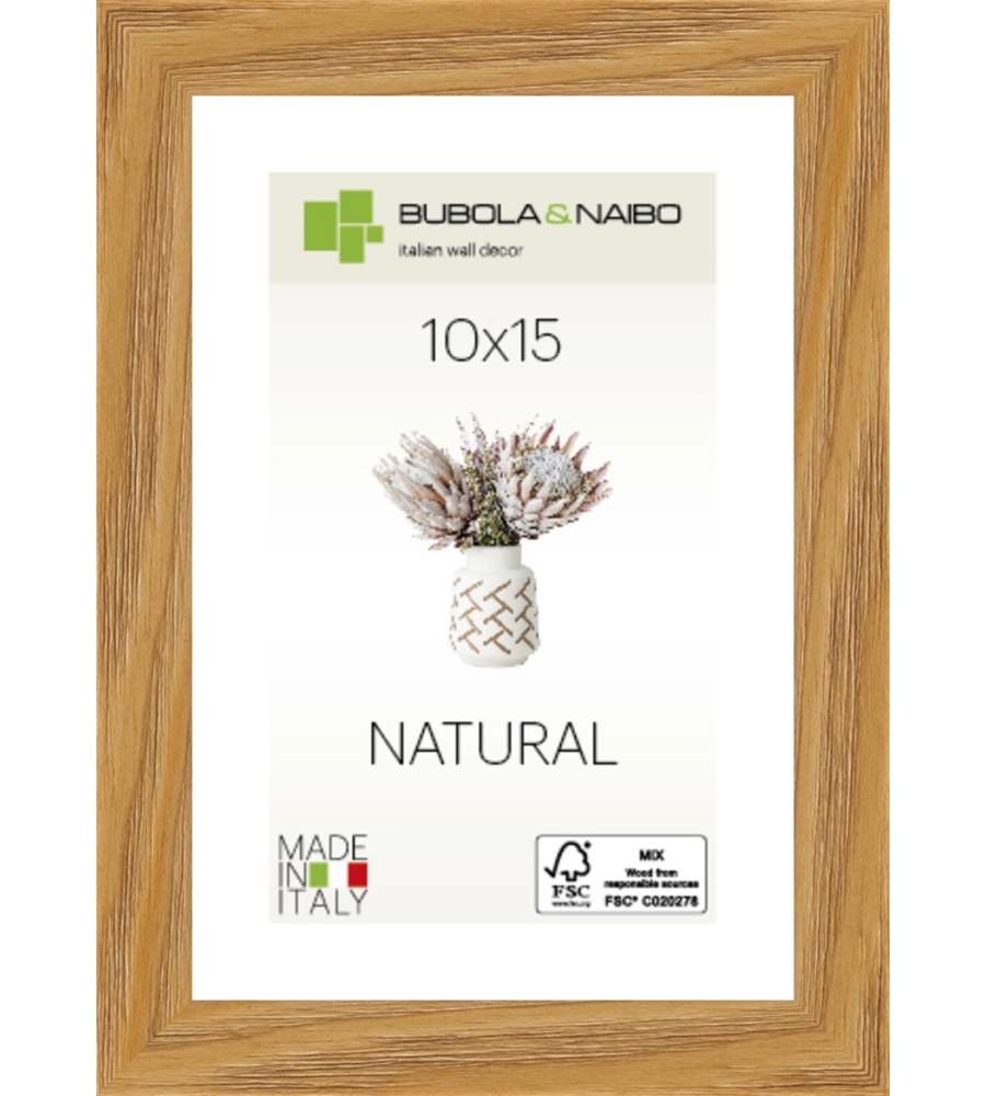 CORNICE IN LEGNO COLORE ROVERE "TULIPA" - 10 x 15 CM
