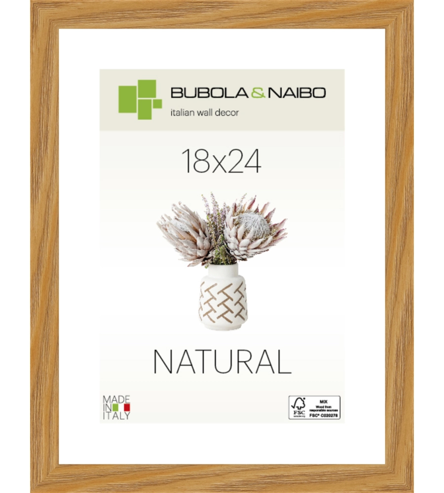 CORNICE IN LEGNO COLORE ROVERE "TULIPA" - 18 x 24 CM
