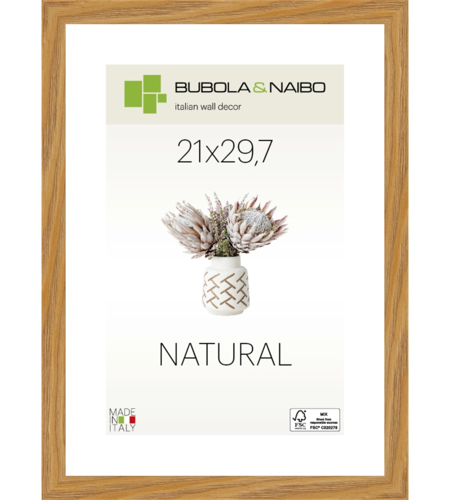 CORNICE IN LEGNO COLORE ROVERE "TULIPA" - 21 x 29,7 CM