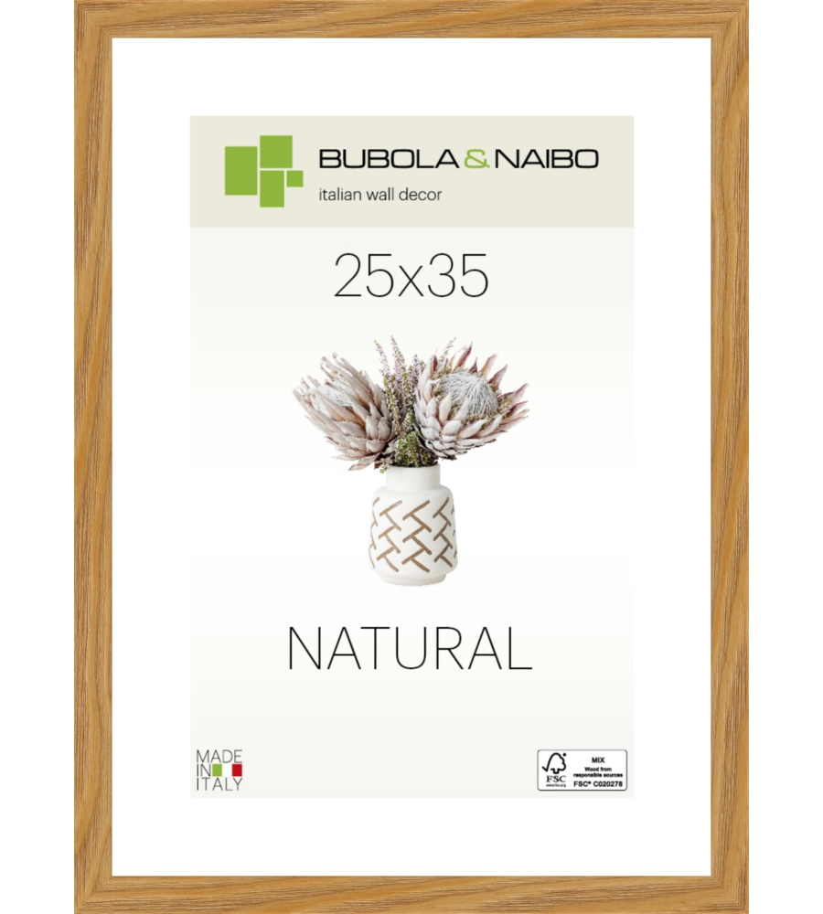 CORNICE IN LEGNO COLORE ROVERE "TULIPA" - 25 x 35 CM