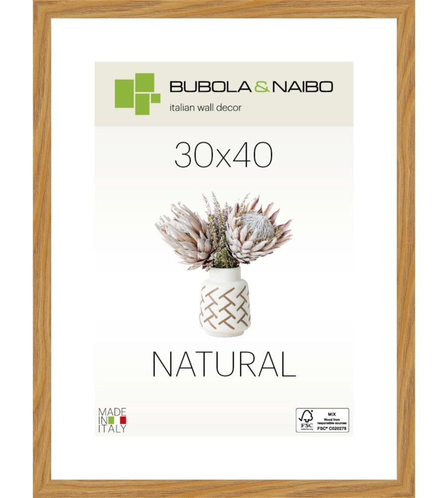 CORNICE IN LEGNO COLORE ROVERE "TULIPA" - 30 x 40 CM