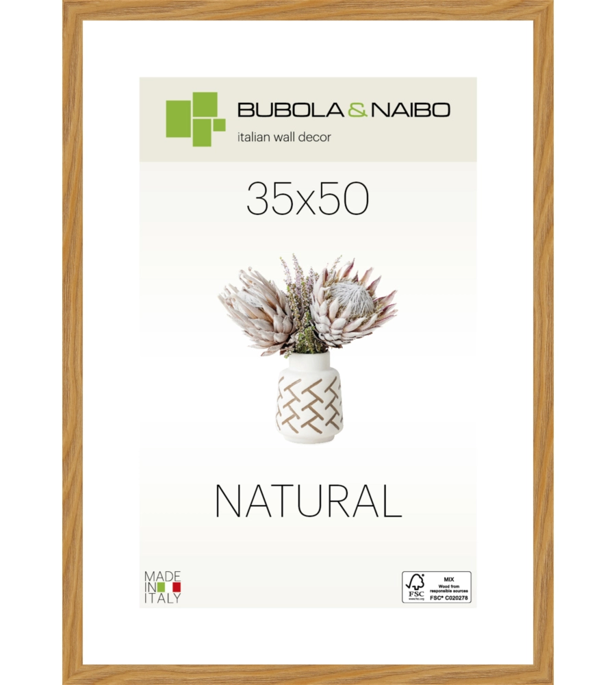 CORNICE IN LEGNO COLORE ROVERE "TULIPA" - 35 x 50 CM