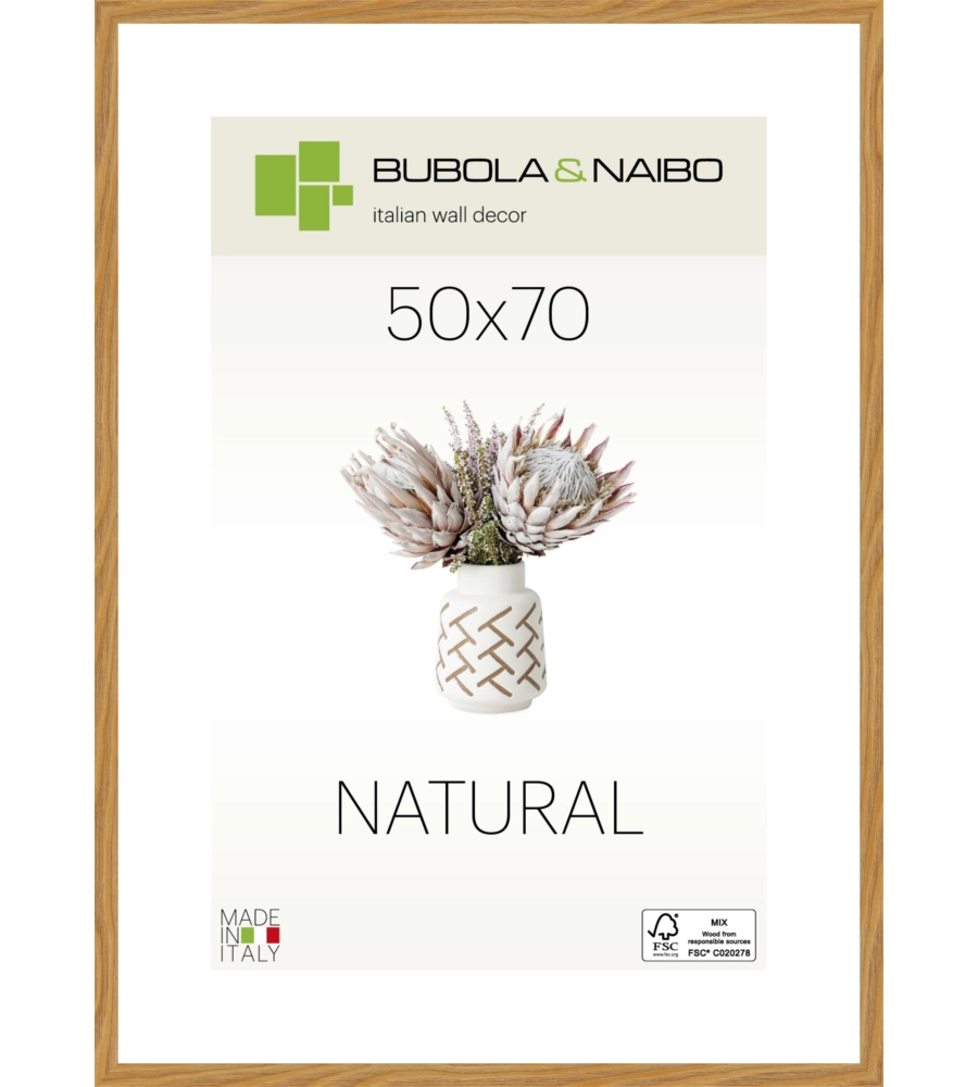 CORNICE IN LEGNO COLORE ROVERE "TULIPA" - 50 x 70 CM