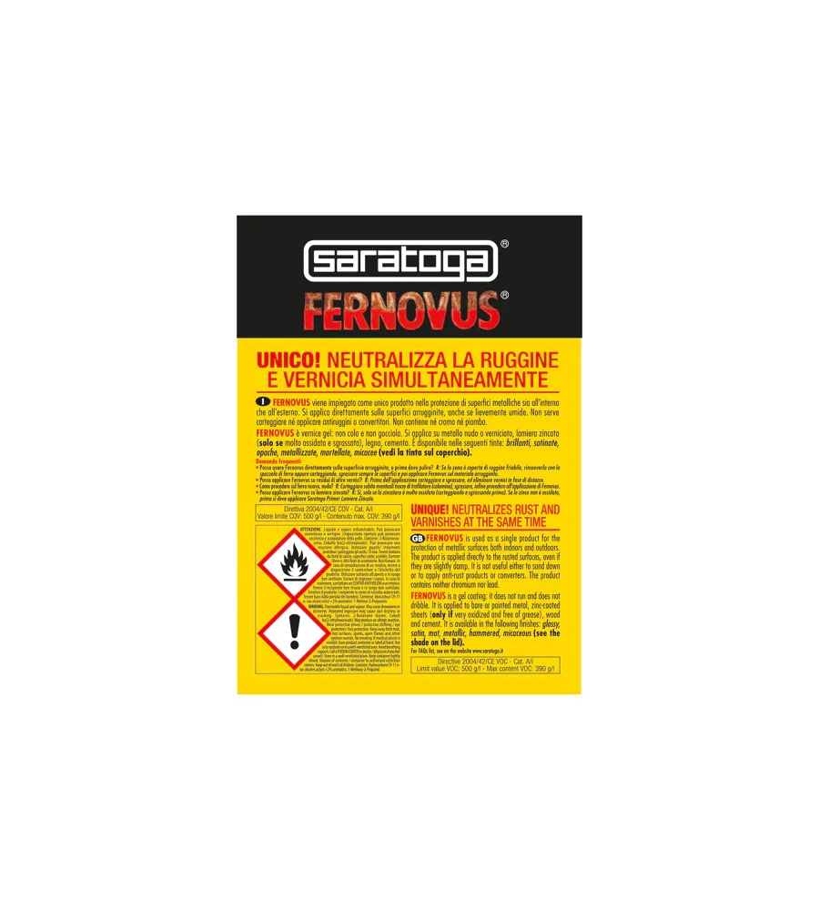 SMALTO GEL ANTIRUGGINE SARATOGA "FERNOVUS" BIANCO NEVE 2,5 LT