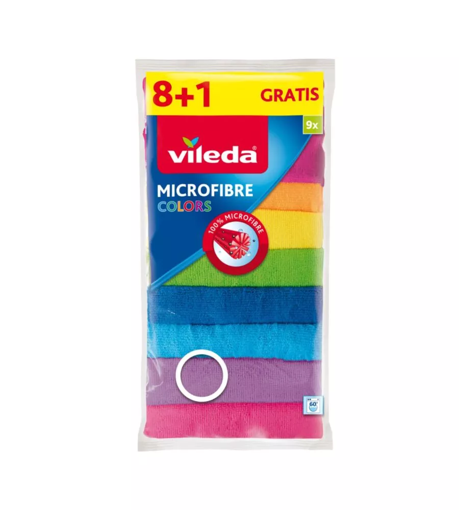SET 9 PEZZI PANNO IN MICROFIBRA VILEDA COLORI ASSORTITI