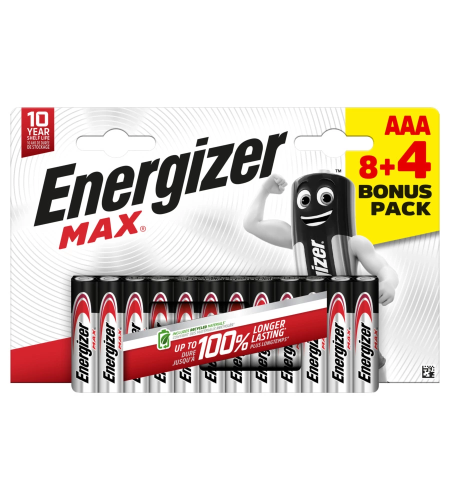 BATTERIE ALCALINE ENERGIZER "MAX" AAA 12 PEZZI