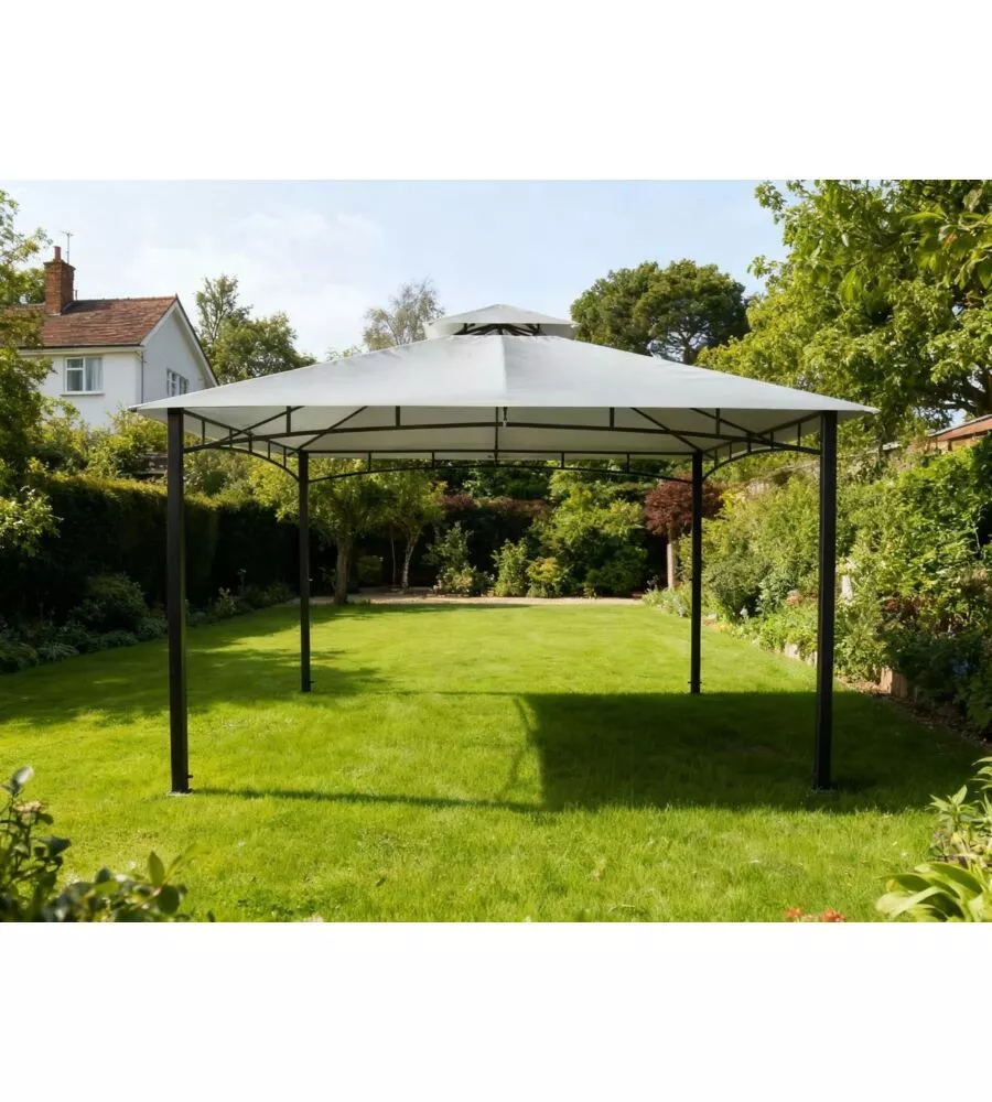 GAZEBO DA GIARDINO CON DOPPIO TETTO EUROGARDEN "DELUXE" IN ACCIAIO ECRÙ 3X3 M