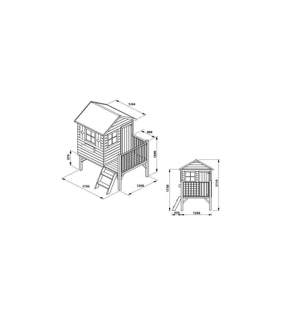 CASETTA DA GIARDINO PER BAMBINI IN LEGNO DOMUS "TOMEK" 174x123x212 CM