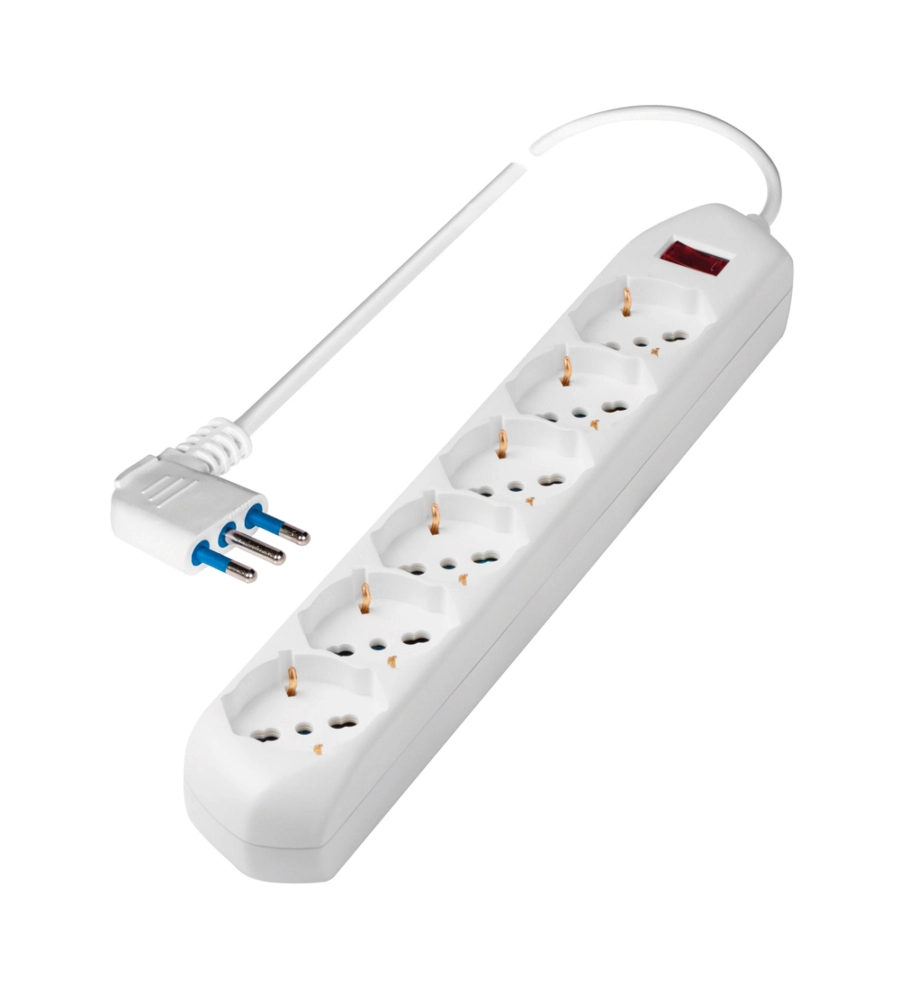 PRESA MULTIPLA PLURISTANDARD POLY POOL CON 6 PRESE COLORE BIANCO